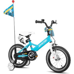 JOYSTAR Little Daisy Kids Bike for Girls Boys Ages 2-7 Years, 12 14 16 Inch Girls Bikes with Doll Bike Seat & Streamers, Boys Bike with Flag & Number Plate, Multiple Colors, 12 Inch with Training Wheels