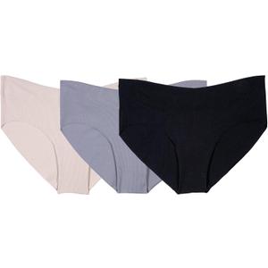 Fruit of the Loom Women's Underwear, Pima Cotton Blend Fabric, Super Smooth Raw Cut Edges (8, Hipster - 3 Pack - Nude/Silver/Black)