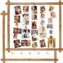 Wood Picture Frames Collage,Photo Display With 30 Clips,Hanging Picture Board Wall Decor for Graduation Letter Postcard Greeting Card Organizer,Pine,Adjustable Bead String,2 Pack,(Carbonized Brown)