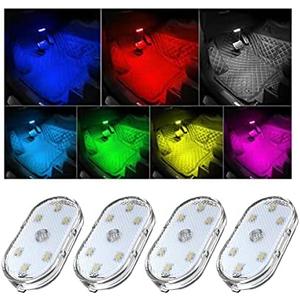 Pack Of 4 Ziciner 2 PCS Car Led Lights Interior, Super Bright Car Wireless Bulb, USB Rechargeable Auto Led Festoon Bulb, Universal Vehicle Accessories for Cars, Trucks, SUVs, Vans (Colorful, 4 PCS)