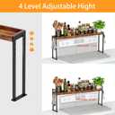 Spice Rack Shelf for Kitchen Stove, Over the Stove Shelf with 4 Level Adjustable Height, Over Stove Spice Rack with 4 Hooks, Rustic Brown + Black
