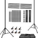 Hemmotop Backdrop Stand 10x8ft (WxH), Photography Background Stand for Parties, Adjustable Photo Backdrop Stands Kit for Wedding, Photo Booth, Party, Decoration, Balloon, Projector Screen