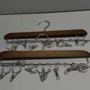 Mkono Hat Hangers for Closet Set of 2 Wooden Hat Organizer Racks for Baseball Caps with 20 Stainless Steel Clips, Baseball Hat Holder for Closet Storage, Fits All Caps, Walnut Color