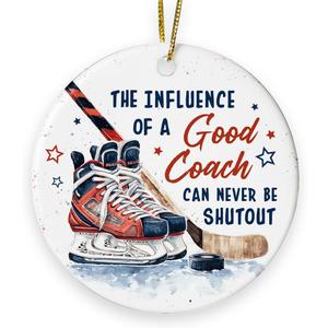 Hockey Coach Ornament 2025 - Appreciation Hockey Coach Gifts for Women Men, Ice Hockey Ornament for Christmas Tree, Inspirational Gifts for Coaches Leader Mentor Inspirer Supporter Teacher Trainer Dad