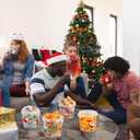 12 Pcs 34 oz Christmas Plastic Buckets with 150 Xmas Stickers Christmas Cookie Storage Bucket with Lid and Handle Christmas Drink Buckets Candy Food Containers for Xmas Holiday Party Supplies