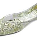 Chandrakala Bridal Mojaris for Women Flats Punjabi Jutti Ethnic Flats,(WF140-P) (8, White-gold)