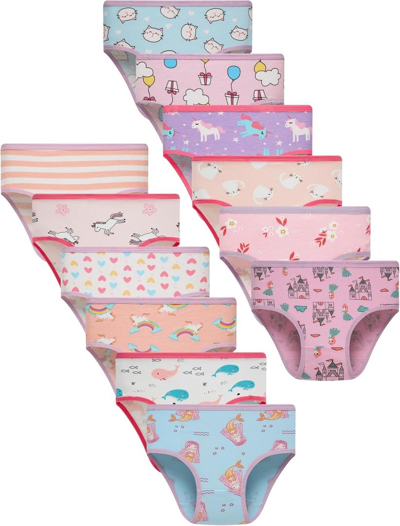 Sladatona Girls Underwear Soft Kids Briefs And Comfortable Panites (10, Purple White Light-blue Pink)