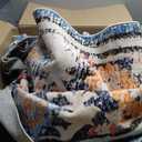 Bohemian Orange Retro Ethnic Style Throw Blanket Warm Cozy Blankets,Lightweight Soft Blanket for Couch Sofa Bed Outdoor, Seamless Splicing Blankets for Women Girl Boy All Season Travel 60x80in