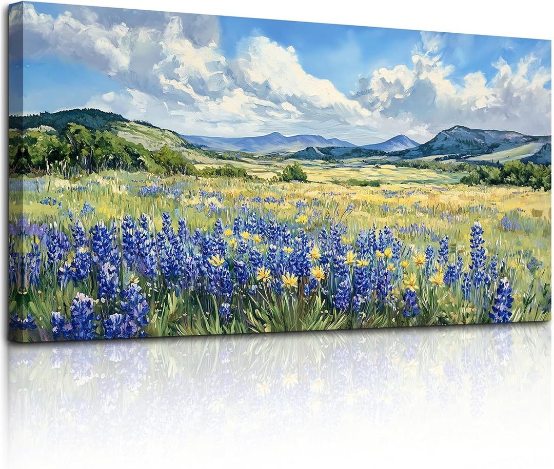 SERIMINO Nature Landscape Wall Art, Wilderness Meadow Wildflower Large Artwork, Rural Scenic Canvas Art Prints, Bright Natural Scenery Pictures Wall Decor Living Room Bedroom Rustic Farmhouse 24"X48" (Clear Sky Wilderness) SERIMINO Nature Landscape Wall Art, Wilderness Meadow Wildflower Large Artwork, Rural Scenic Canvas Art Prints, Bright Natural Scenery Pictures Wall Decor Living Room Bedroom Rustic Farmhouse 24"X48" (Clear Sky Wilderness)