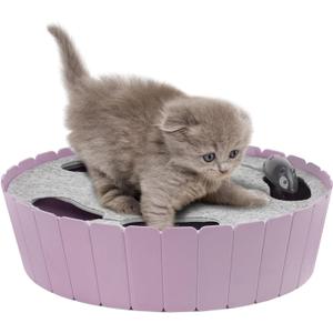 Pawaboo Interactive Cat Toy with Running Mouse, Electronic Motion Cat Toy Automatic Teaser for Indoor Cats, Pop and Play Hide Seek Cats Toys Hunting Mouse for Pet Kitten Play Fun Exercise, Purple