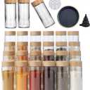 24 pcs Modern Round Glass Spice Jars 120ml with Bamboo Lids - Empty Spice Containers with Shaker Lids and Funnel, No Labels Included, Airtight Storage Jars for Spices, Herbs, Seasonings