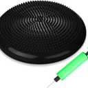 Wobble Cushion with Inflation Pump Balance Disc Stability Disc Wiggle Seat Therapy Exercise Office Chair or Sensory (Black)