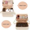 Ethereal Nail Polish Organizer Case, Leather Nail Polish Bag Holds 50+ Bottles (5ml/0.5fl.oz) and Nail Lamp, Nail Storage Organizer with Compartment, Leather White