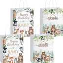 NaHouwe 16pcs Woodland Animals Party Favor Bags, Woodsy Forest Birthday Party Favor Bags with Handles for Woodland Animal Fox Theme Decorations