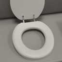 Mayfair Padded Toilet Seat with Chrome Hinges, Soft Vinyl over Wood Core Seat, Made in USA, Round, White