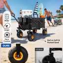 Hikenture Beach Wagon with Balloon Wheels, 7.5 Balloon Tires Collapsible Wagon, 330lbs Heavy Duty Beach Cart for Sand, Large Capacity Foldable Utility Wagon for Family Outings