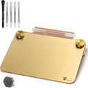 Gold Metallic Glossy Mirror Small White Board with Nail Support, Mini Desktop Glass Whiteboard, Desk White Board Dry Erase with Accessories, Stenography Artifact for Office Homeschooling Dcor, 8x6''