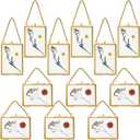 Kigley Double Glass Frame for Pressed Flowers Floating Hanging Photo Frame Gift for Graduation Mother's Day 3.5 x 2.5 in Brass Clear Decor with Chain for Display Gallery Artwork (Gold,12 Pcs)