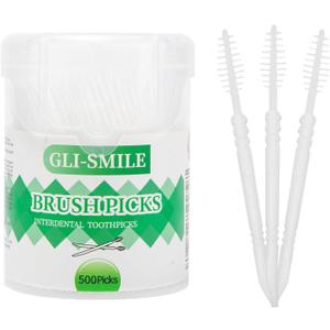 2 x BrushPicks Interdental Toothpicks, Soft Interdental Brushes and Dental Floss Picks 2-in-1, Teeth Plaque Remover 500 Toothpicks, 1 Pack