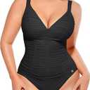 SHAPELLX Womens One Piece Swimsuit Tummy Control Ruched Slimming Swimwear Bathing Suit with Adjustable Lace-Up Back, Medium