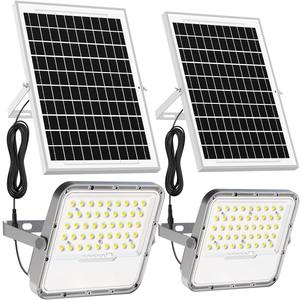 Engrepo Solar Lights Outdoor IP65 Waterproof Outside Solar Powered Security Flood Light with Remote Control 3000LM Auto On/Off Dusk to Dawn Light with 10000mAh for Wall Porch Shed Barn. 2 Pack