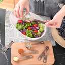 Copper Plated Measuring Cups and Spoons Set, 6 Measure Cups and 7 Stainless Steel Measurement Spoons with Leveler, Metal Kitchen Measuring Cups and Baking Measuring Spoons Set of 14