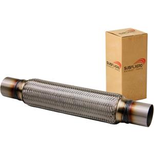 Exhaust Flex Pipe Universal Type 100% Stainless Steel For Heavy Duty and Cars (1 PC, 2X12X16)