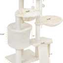 Wang Xin Three Layer Cat Tree with Cat Condo Scratch Pad and Two Hammocks,Beige