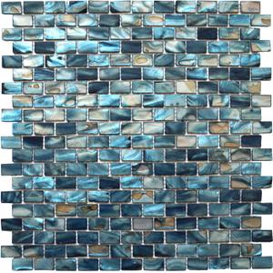 MOP Mother of Pearl Shell Mosaic Mini Brick Backsplash Tile, are Used for Kitchen Backsplashes and Bathroom Wall Tiles, Dark Blue 10 Sheets