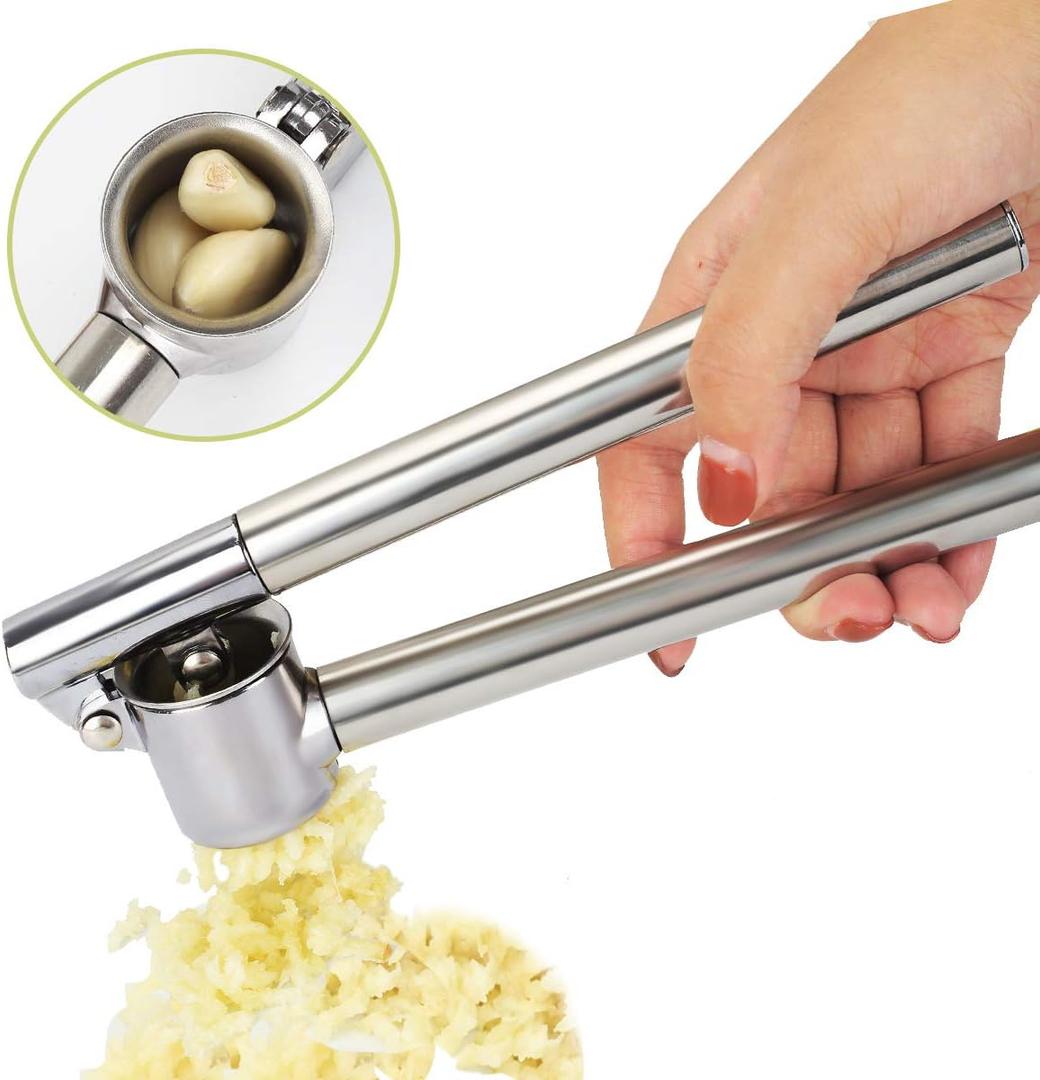 Garlic Press Garlic Mincer Garlic Crusher, EwiseeLive Made of Metal Stainless Steel.Easy Squeeze, Rust Proof, Easy Clean