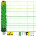 Electric Fence Netting,Livestock Neting,49.6" x 164' Portable Electric Net Fence for Goats,Sheep, Lambs,Hogs in Backyards,Farms,Ranches,Homesteads and Gardens,(14 Posts, 2 Spikes,Green)