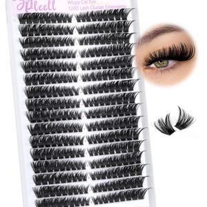 Lash Clusters 120D Fluffy Individual Lashes Clusters 8-17 MM 288 Pcs Cat Eye Wispy Eyelash Clusters D Curl Volume Cluster Eyelash Extensions Easy Diy Lash Extension Cluster at Home