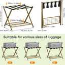 Smart FENDEE Steel Luggage Rack Fully Assembled, Folding Suitcase Stand with Shoe Shelf, Portable Luggage Holder for Guest Room, Bedroom, Hotel (Brass, 1 Pack)