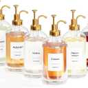 16.9 oz/500 ml Coffee Syrup Dispenser Set - 6 Glass Bottles with Gold Pumper and Syrup Labels - Precise Dispensing and Stylish Addition to Coffee Shop, Cafe or Home Bar