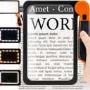 Large Magnifying Glass with Light, Full Page Magnifier 48LED Cold & Warm Light with 3 Modes, Folding Handheld Illuminated Lighted Magnifier for Seniors Low Vision Reading Inspection (Orange)