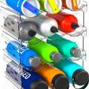 Stackable Water Bottle Organizer for Cabinet,for 40 oz Stanley Cup Storage Organizer,Clear Wine Bottle Holder and Cup Organizer for Kitchen Cabinets,Countertop and Refrigerator,4 Tier Hold 12 Bottle