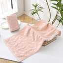 YiLUOMO Pink Embossed Floral Pattern Hand Towel Set of 2 Super Soft Highly Absorbent 100% Cotton Decorative Hand Towels for Bathroom Home Everyday Use 13x 29 Inch, Small