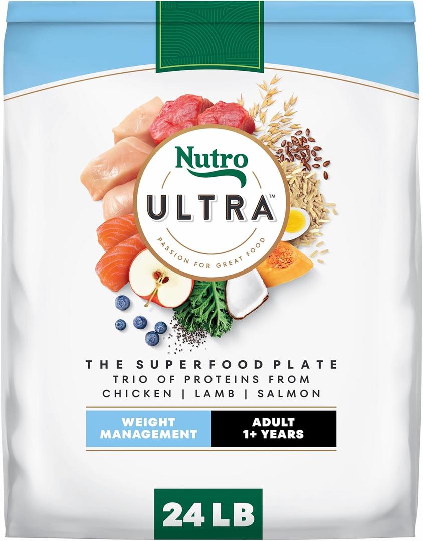 Nutro Ultra Weight Management Dry Dog Food, Chicken, Lamb & Salmon, 24 lb (EXP 11/11/26)