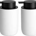 Hand Soap Dispenser for Bathroom Decro, Ceramic Liquid Pump Bottles Refillable Dish Dispenser for Kitchen Farmhouse Colleage Dorm, Matte White 2 Pack