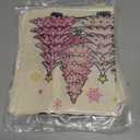 Croar Merry Christmas Tree Pink Dining Table Runner, Xmas Pine Trees Gold Snowflake Burlap Kitchen Decoration, Winter Holiday Indoor Outdoor Home Decor Party Supply 13 x 72 Inches, Pack Of 3