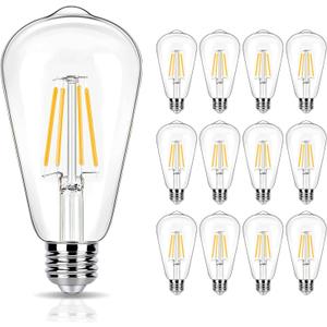 LED Light Bulbs 40 Watt Equivalent, 2700K Soft Warm Light Bulbs, 4W LED ST19 Edison Bulbs, 450LM, E26 Medium Base, High CRI 90+, Not Dimmable, Pack of 12