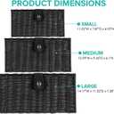 Set of 3 Woven Wicker Storage Basket Box with Lids & Lock, Built-in Carry Handles, Multifunctional Storage Organizer for Nursery, Baby, Clothes, Toys, Books, Large/Medium/Small Size (Black)