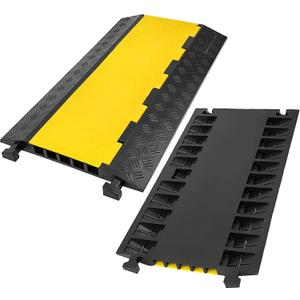 CXRCY 5 Channel Cable Protectors Ramp, 2Pack Cable Ramps,18000lbs Capacity Heavy Duty Rubber Driveway Traffic Speed Bumps Hose Cord Cable Protector Ramp for Wire/Hose/Pipe Hider