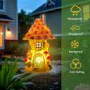 Fairy Garden House Outdoor Figurine Lights, Fairy Houses for Outside, Garden Statues Mushroom House, for Patio, Yard, Balcony Decoration, Outdoor Decorations Yard and Birthday Gifts for Mom Women