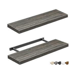 QEEIG Floating Shelves for Wall 23.6" Long - Wall Mounted Shelf Bathroom Kitchen Living Room Bedroom Farmhouse Home Decor Display Bookshelf Large 23.6 x 9.3 inch Set of 2, Grey (008-60GY)