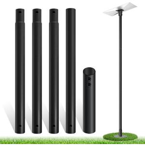 11FT Starlink Pole Mount,1.9" Diameter Thickened Outdoor Heavy Duty Galvanized Steel Weather Station Mounting Pole,with Bottom Fixed Bracket,Universal Size Suitable for Starlink Pipe Adapter, Black