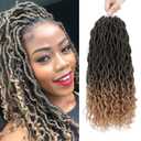 Gx Beauty Goddess Locs Crochet Hair - 8 Packs, 12 Inch Curly Faux Locs, Synthetic Braiding Hair Extensions (T1B-27#, 12 Inch, 8 Packs)