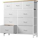 DUMOS 9 Drawer Dresser for Bedroom, Storage Organizer Chest of Drawers, 39.4"D x 11.8"W x 39.5"H Gray