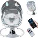 Electric Baby Swing for Infants to Toddler, Portable Swing Baby Rocker with 5 Point Harness, 5 Sway Speed, Bluetooth,12 Preset Lullabies with Remote Control, Infant Swing for Baby Boys & Girls, Grey (Gray)
