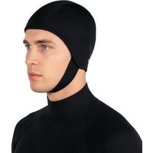 Neoprene Diving Hood for Men Women, Thermal Wetsuit Hood Swim Cap with Chin Straps, 3mm Diving Headgear Surfing Head Cover for Water Sports Scuba Snorkeling Kayaking Sailing (Large)